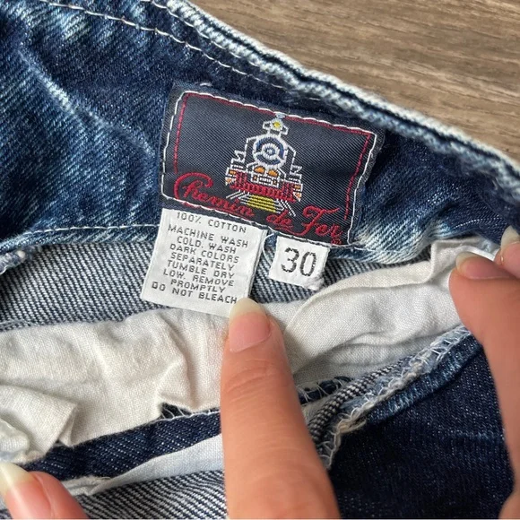 Vintage 80’s Chemin De Fer Acid Wash Midi Denim Pencil Skirt - Picture 4 of 7